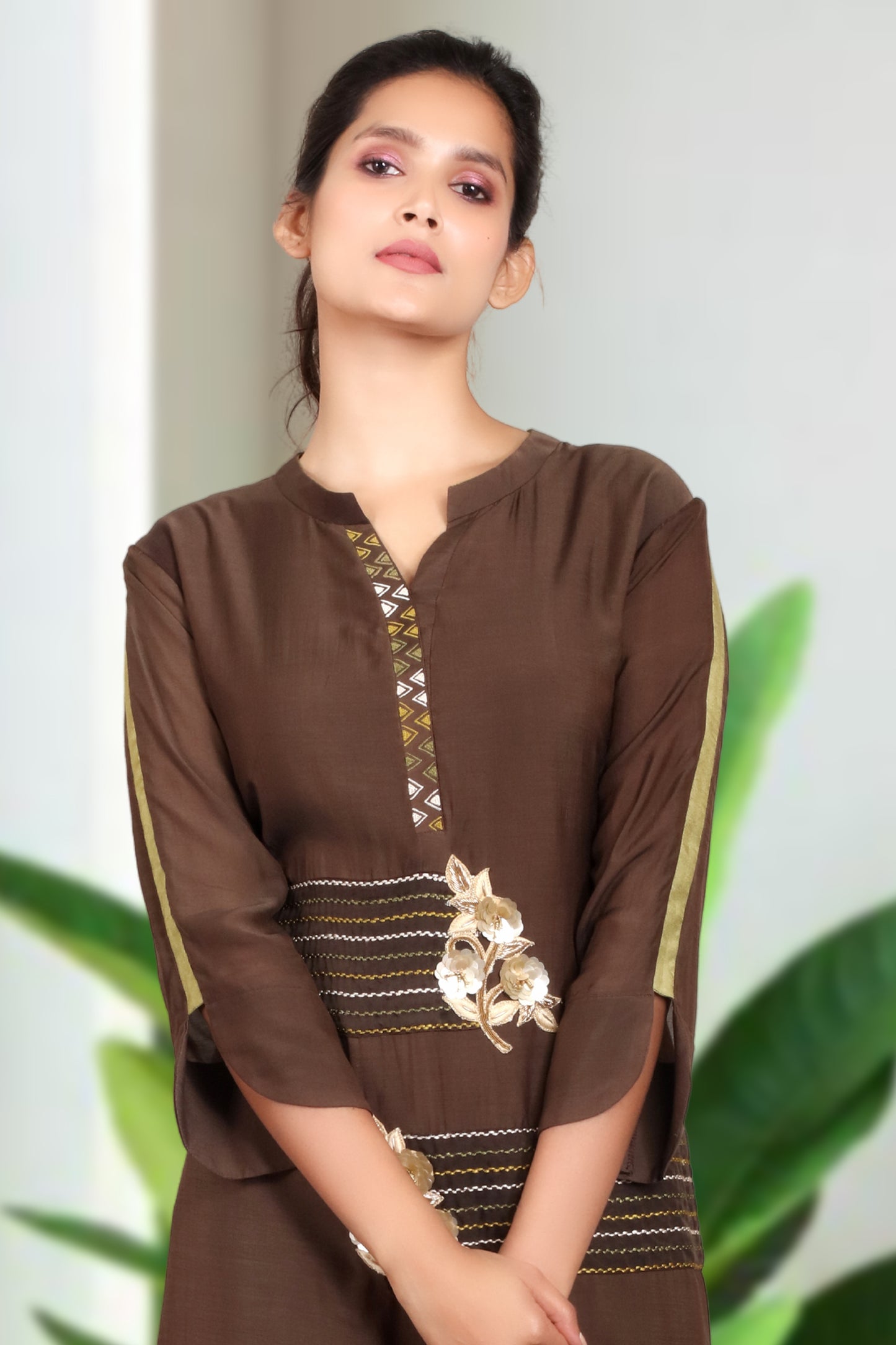 A LINE BROWN TUNIC