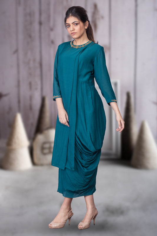 INDOWESTERN LAYERED COWL DRESS