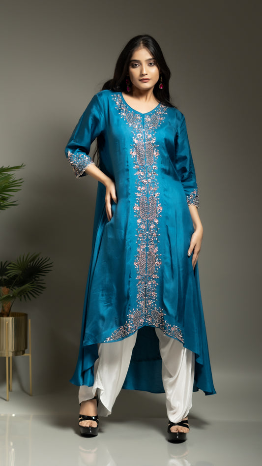 ASSYMETRICAL KURTA WITH DHOTI PANTS