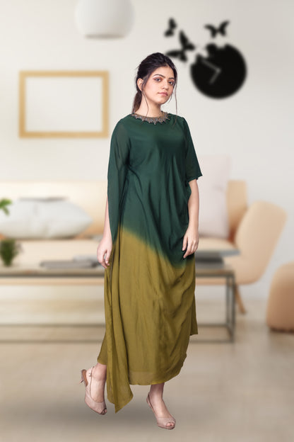 INDOWESTERN DRESS WITH ONE SIDE KAFTAN