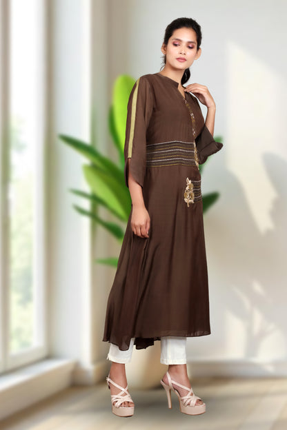 A LINE BROWN TUNIC