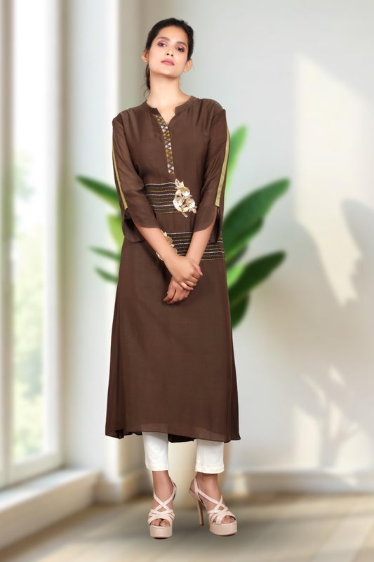 A LINE BROWN TUNIC