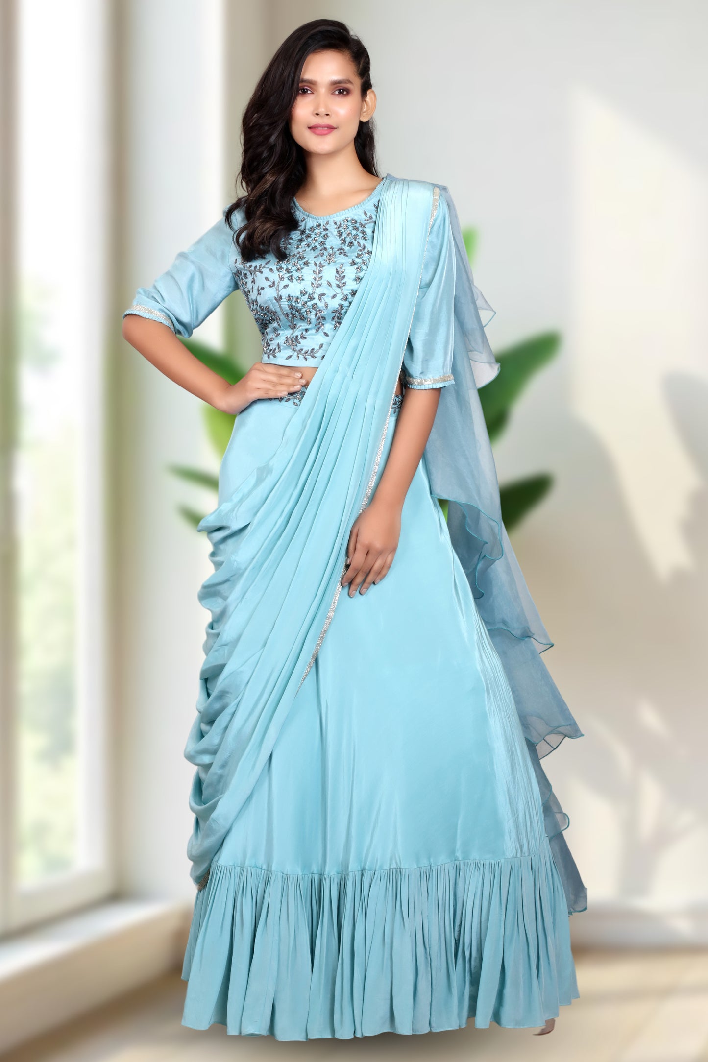 RUFFLE DRAPED SAREE SKIRT