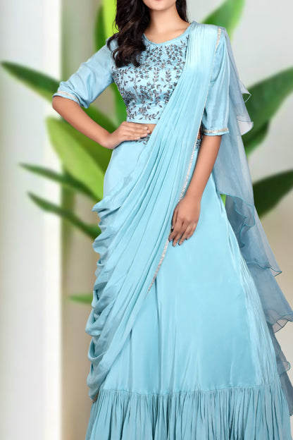 RUFFLE DRAPED SAREE SKIRT