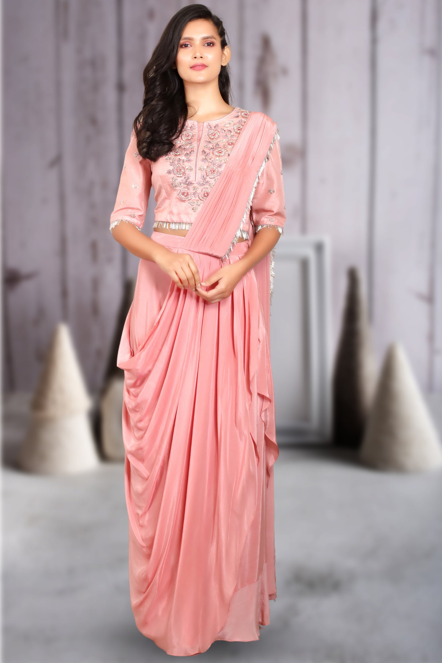 PEACH DRAPED SAREE