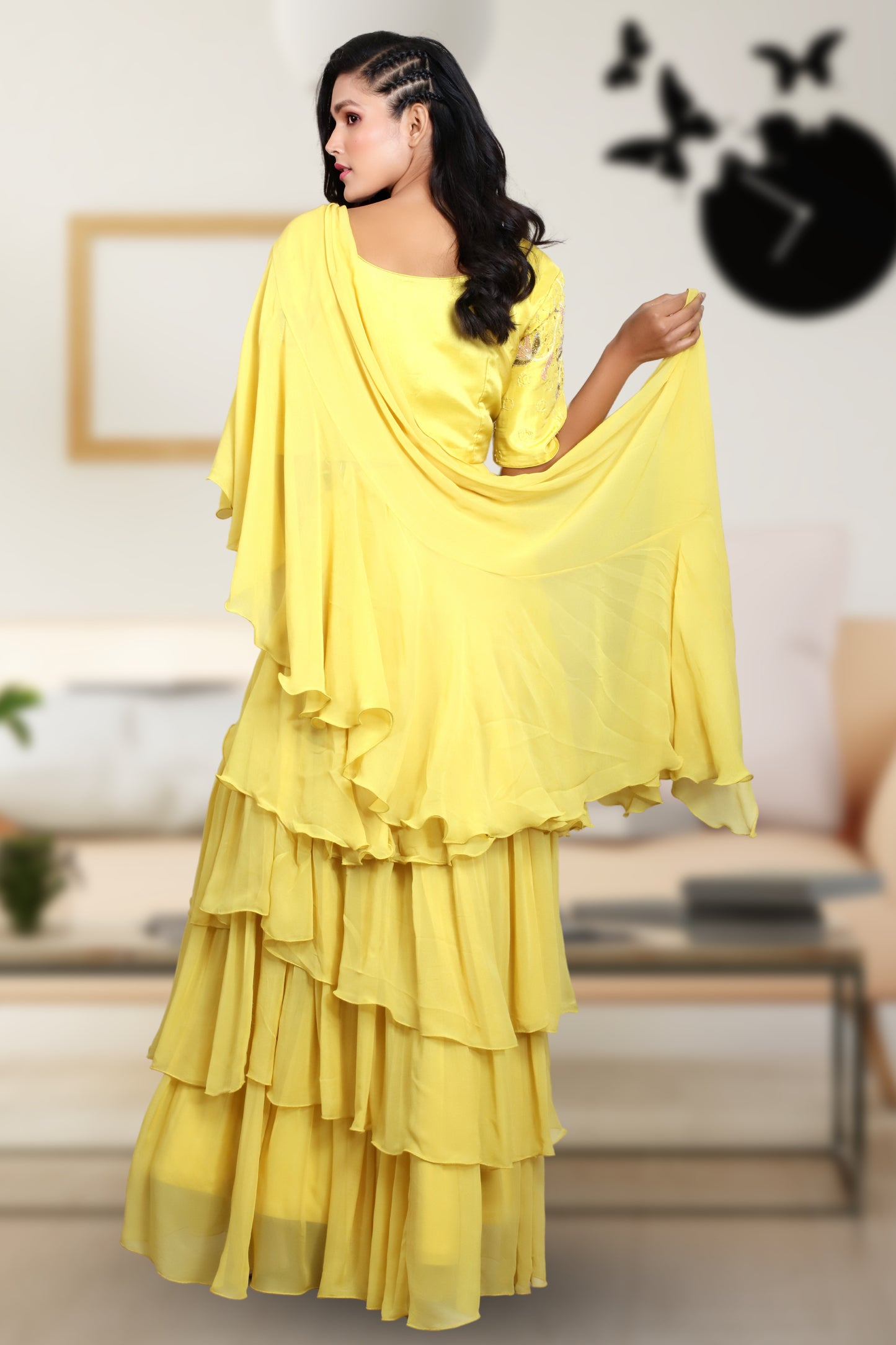 RUFFLE DRAPED SAREE