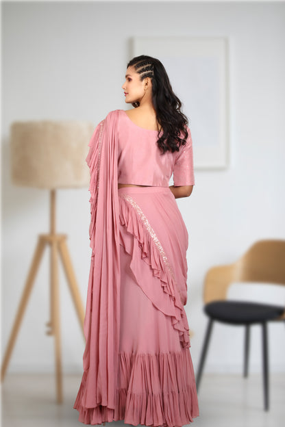 RUFFLE DRAPED SAREE SKIRT