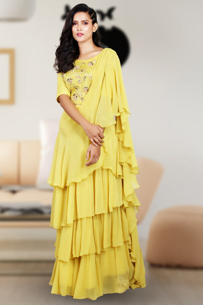 RUFFLE DRAPED SAREE