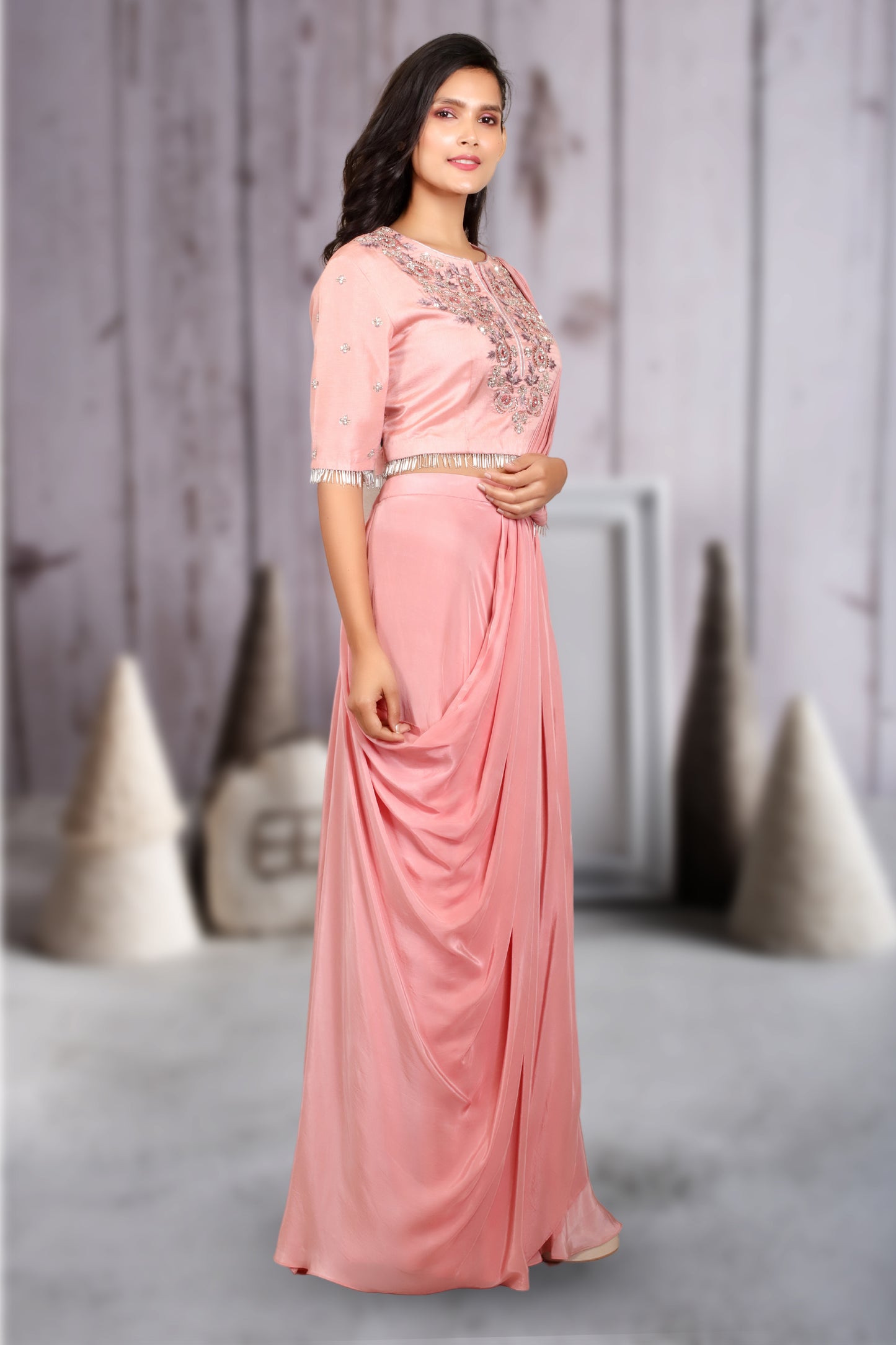 PEACH DRAPED SAREE