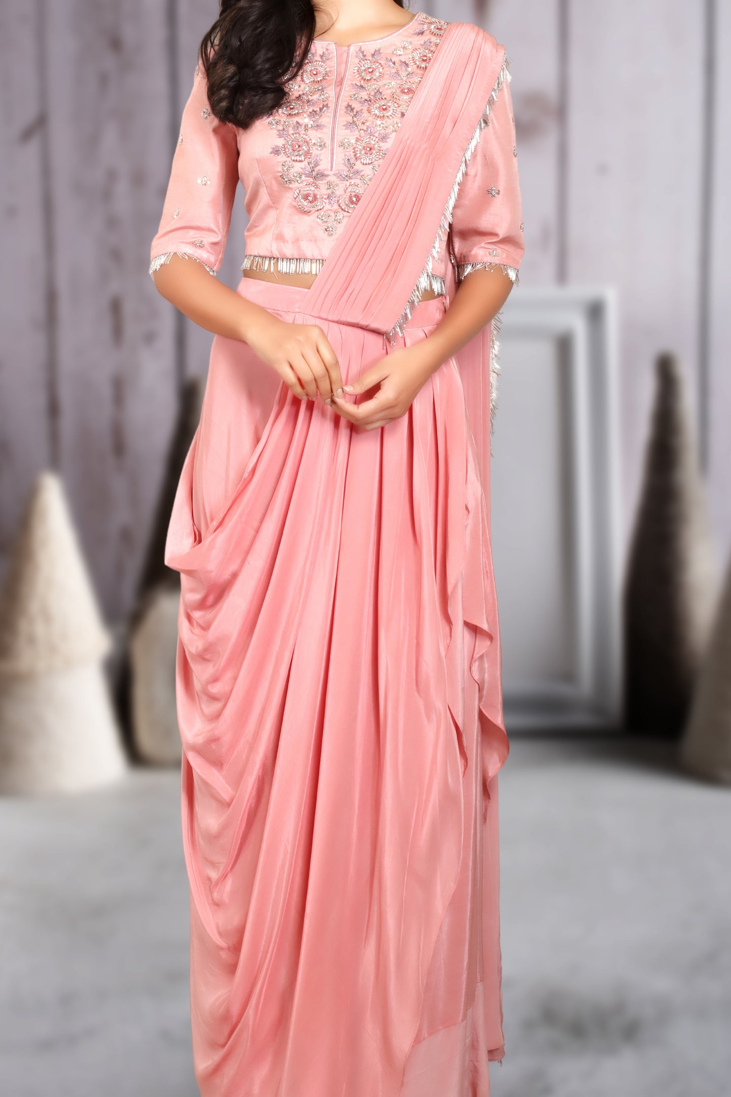 PEACH DRAPED SAREE