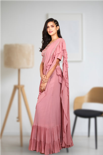 RUFFLE DRAPED SAREE SKIRT