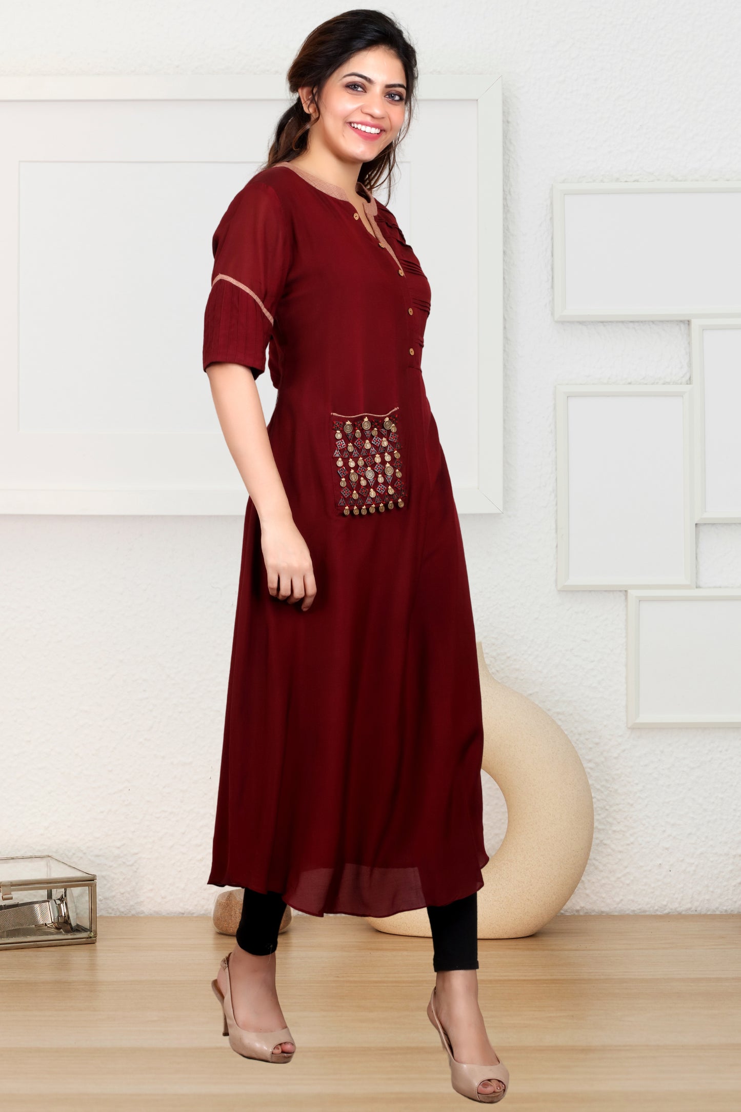 MAROON COINE TUNIC