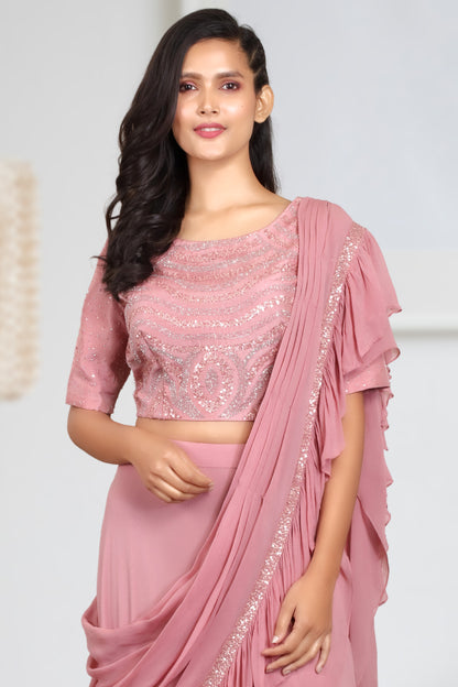 RUFFLE DRAPED SAREE SKIRT