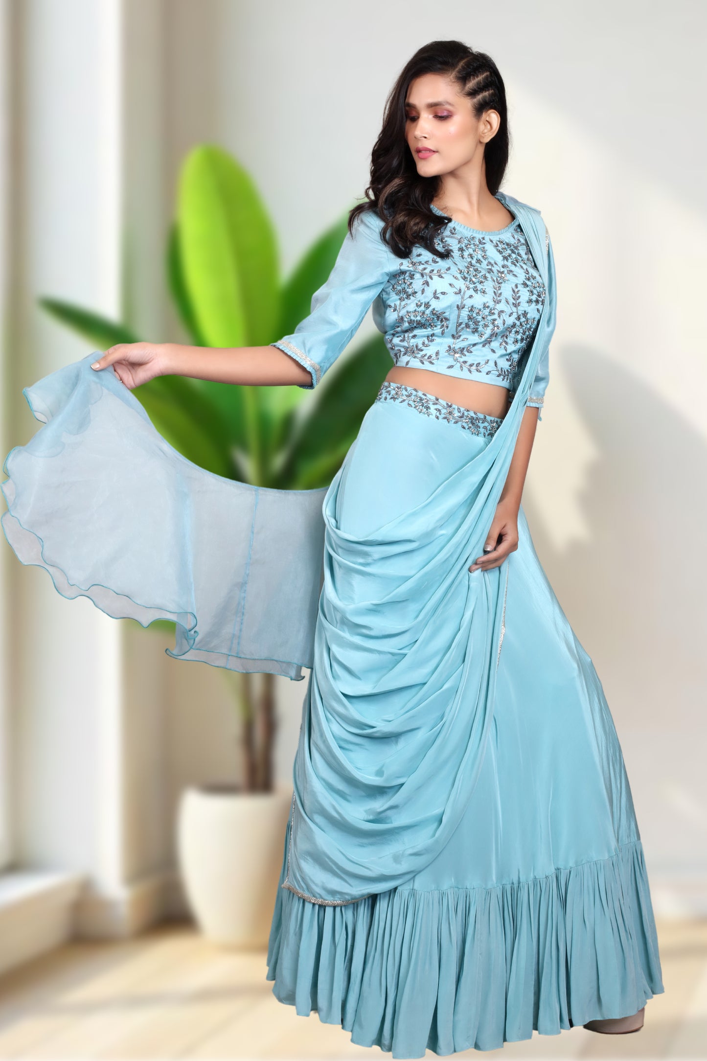 RUFFLE DRAPED SAREE SKIRT