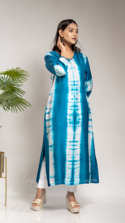 TIE AND DYE SILK KURTA