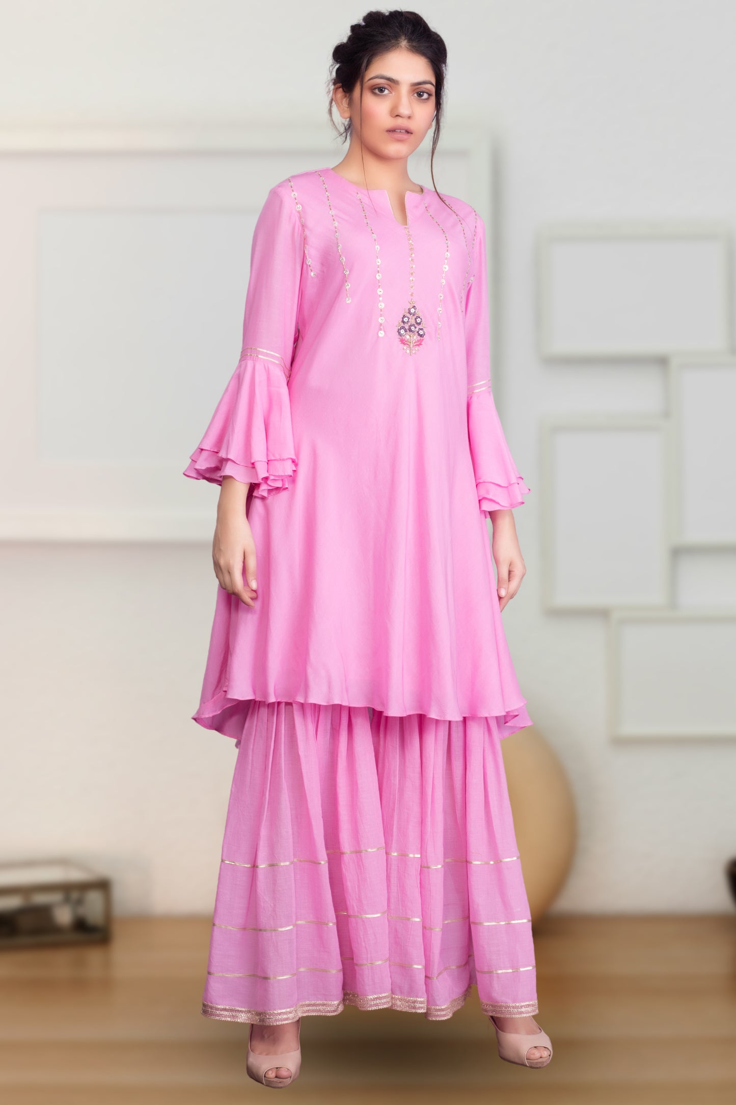 RUFFLE SLEEVE SHARARA SET