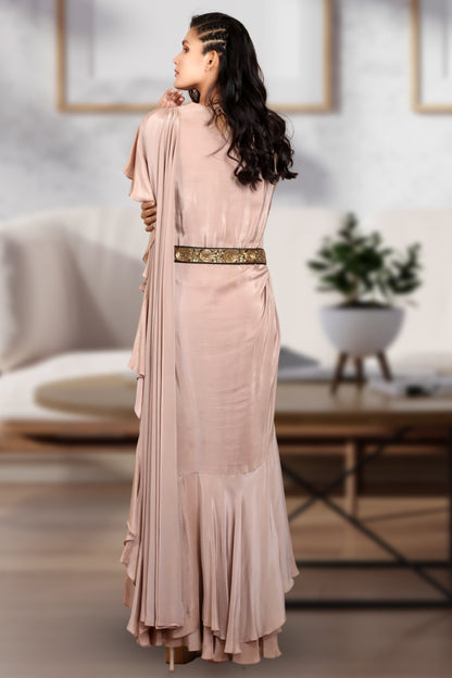 INDOWESTERN RUFFLED DRAPED SAREE