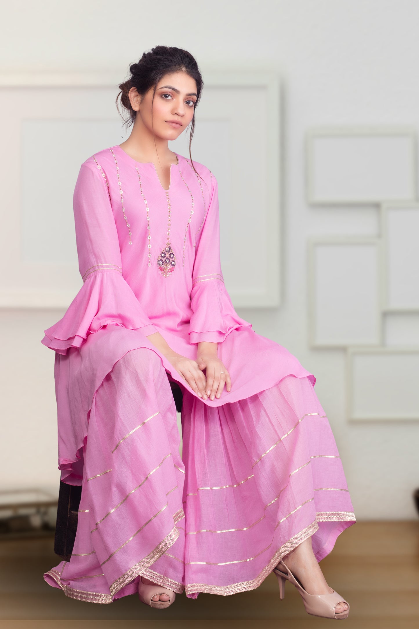 RUFFLE SLEEVE SHARARA SET