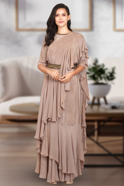 INDOWESTERN RUFFLED DRAPED SAREE