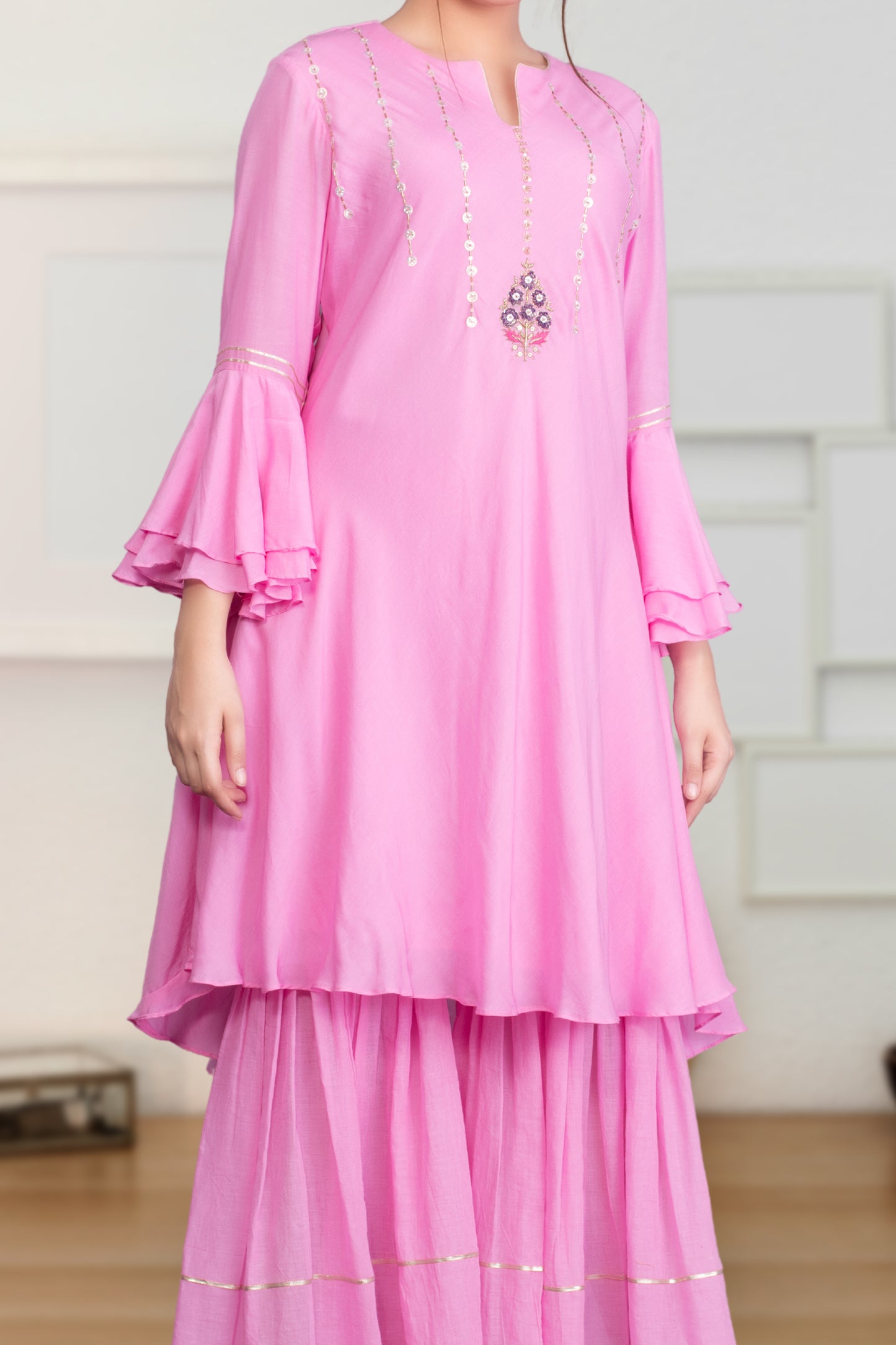 RUFFLE SLEEVE SHARARA SET