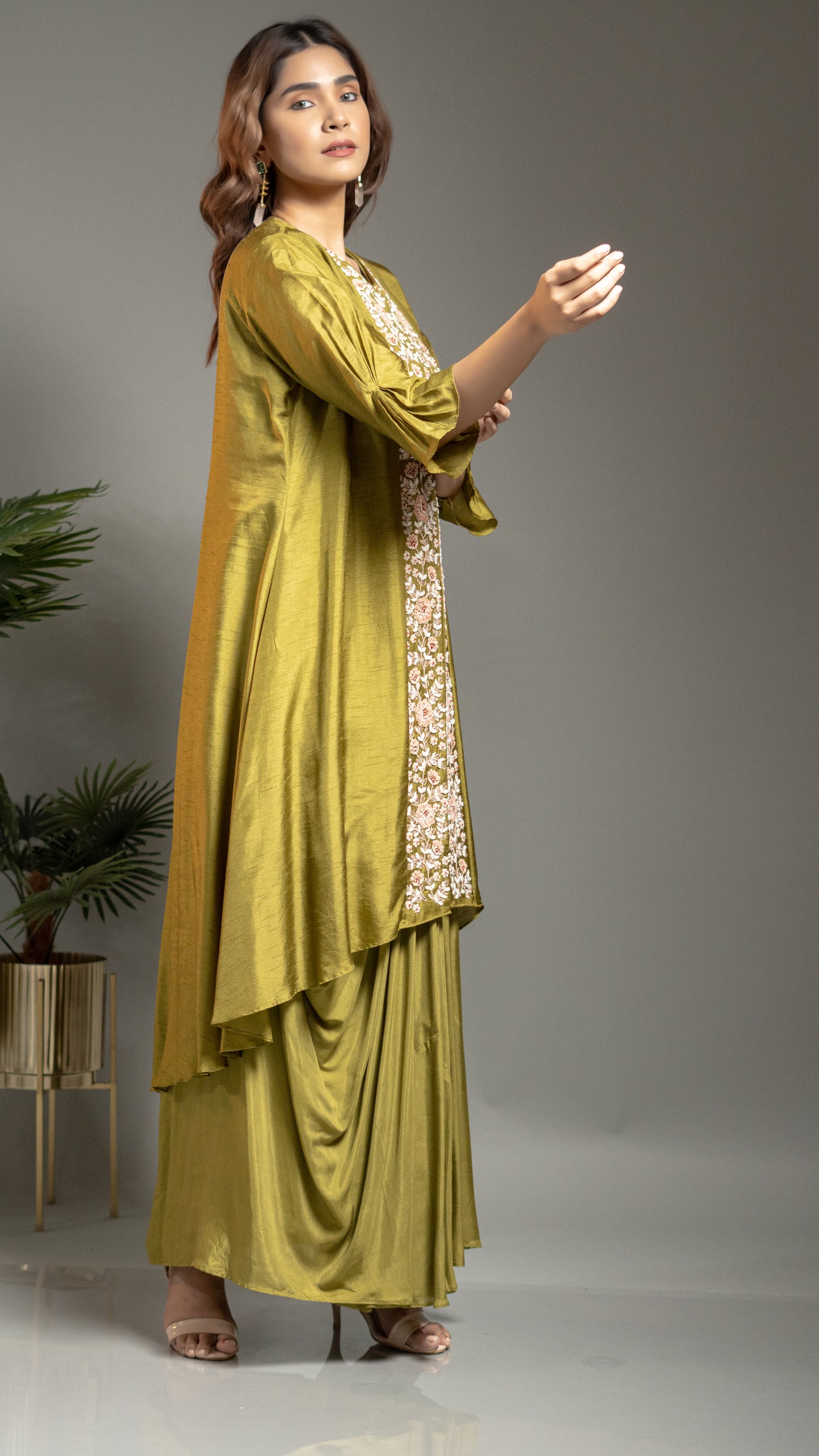 DRAPED INNER WITH EMBROIDERED JACKET