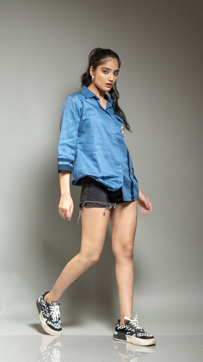 COMFORT FIT BLUE COTTON SHIRT