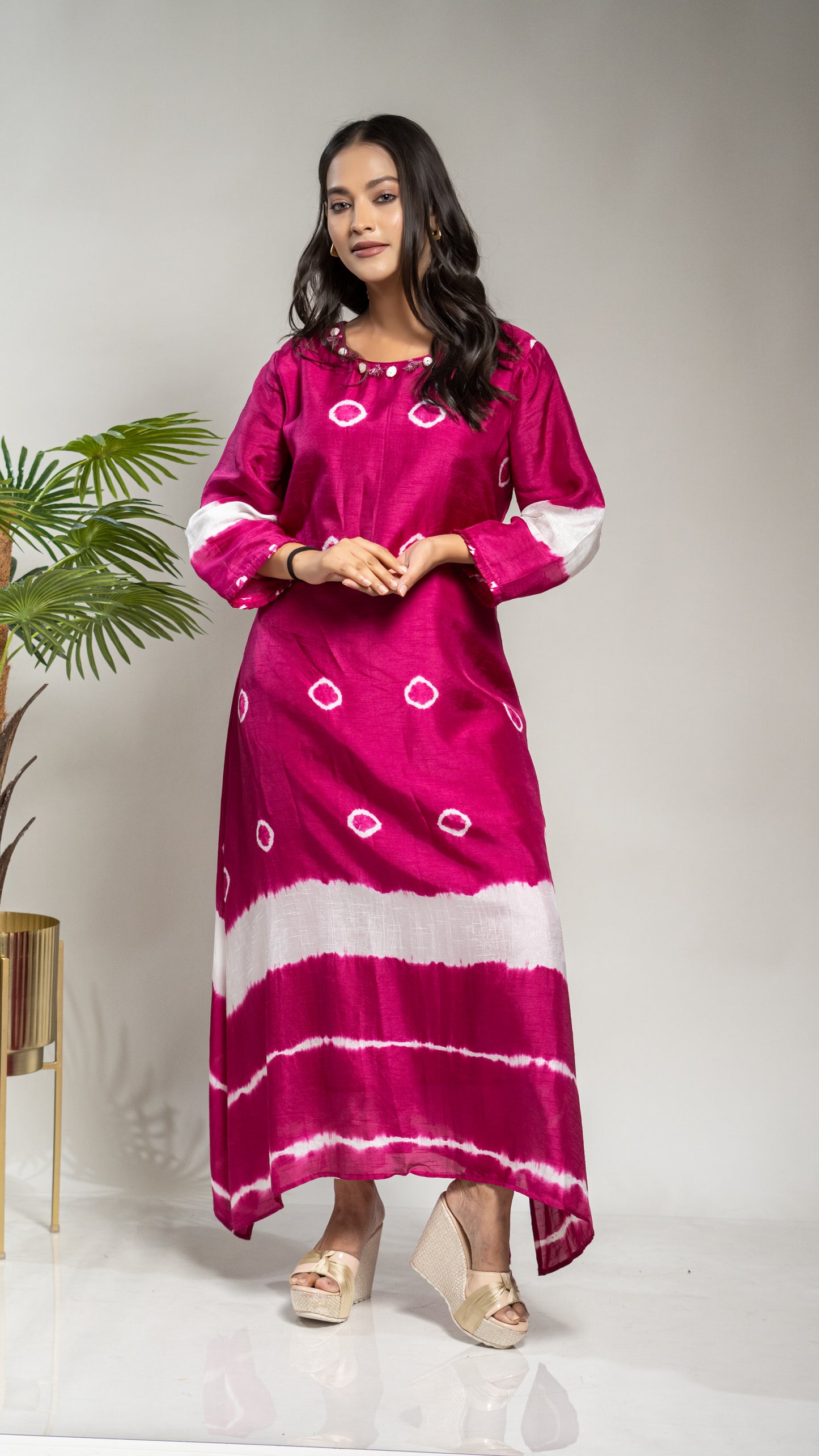 TIE & DYE A LINE TAIL CUT KURTA