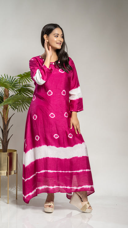 TIE & DYE A LINE TAIL CUT KURTA