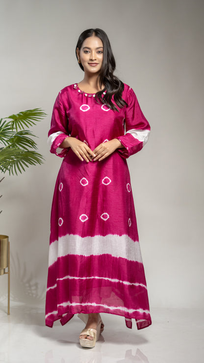 TIE & DYE A LINE TAIL CUT KURTA