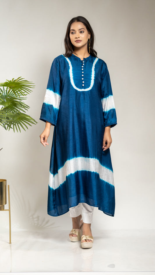 TIE & DYE A LINE TAIL CUT KURTA