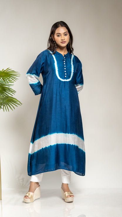 TIE & DYE A LINE TAIL CUT KURTA