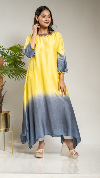 OMBRE A LINE TAIL CUT KURTA