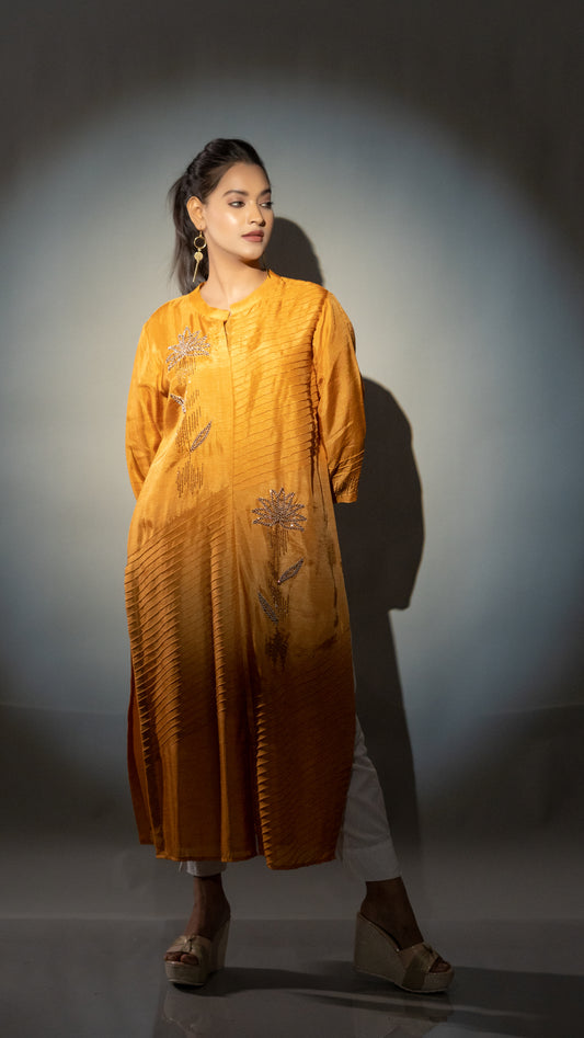 MUSTARD YELLOW SLIT KURTA