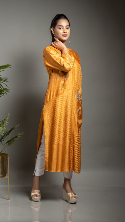 MUSTARD YELLOW SLIT KURTA