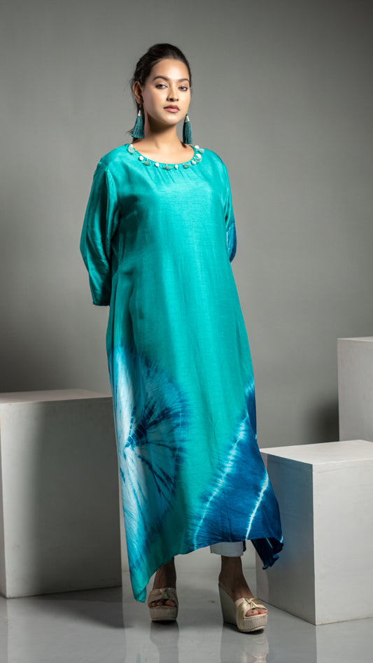 PLACEMENT DYE A LINE TAIL CUT KURTA