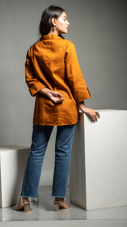 RUST ORANGE COTTON SHIRT