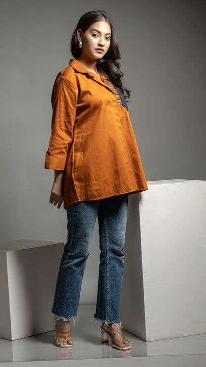 RUST ORANGE COTTON SHIRT