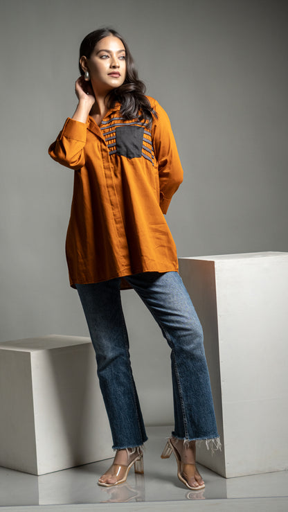 RUST ORANGE COTTON SHIRT