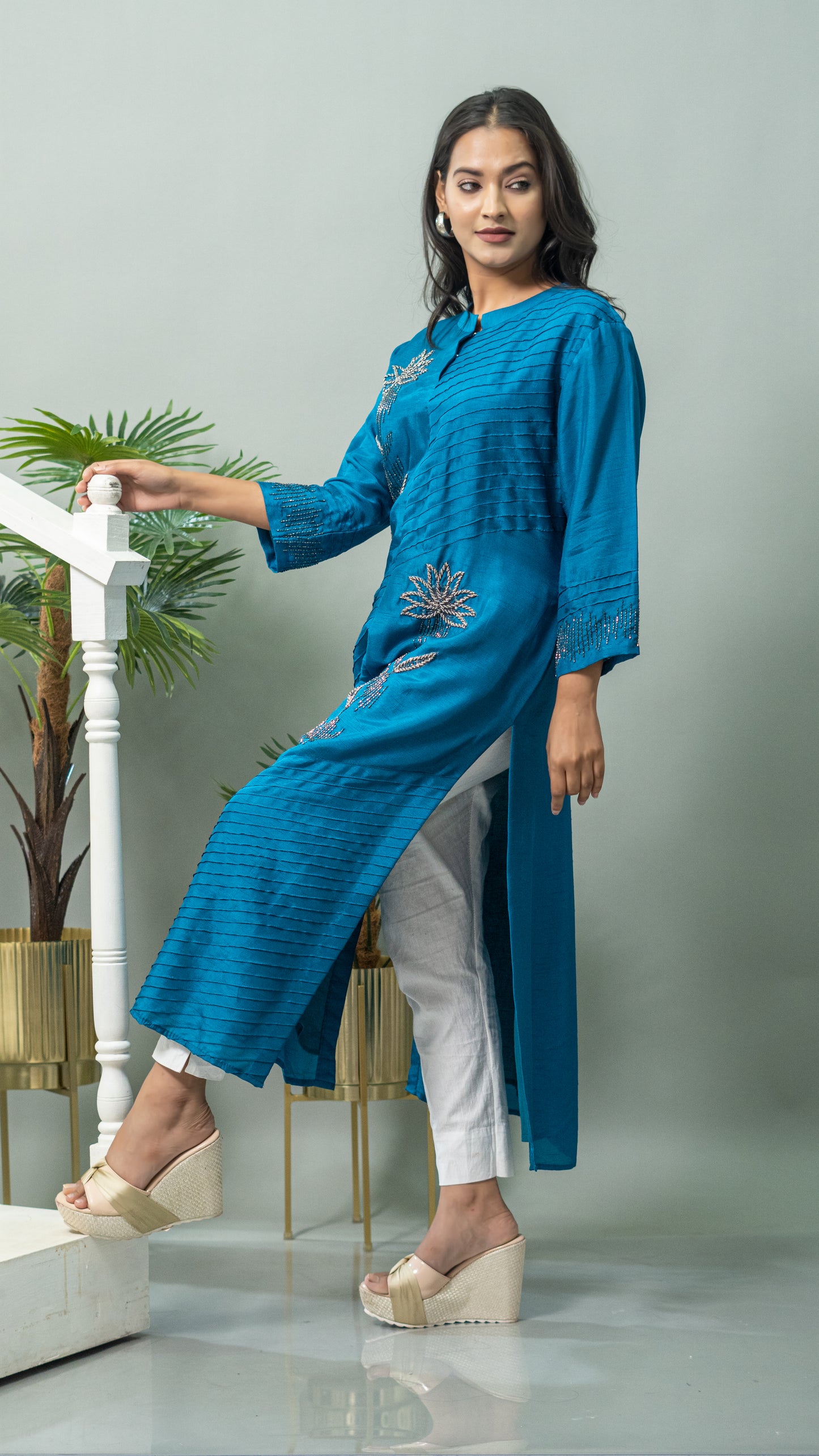 BLUE SLIT KURTA