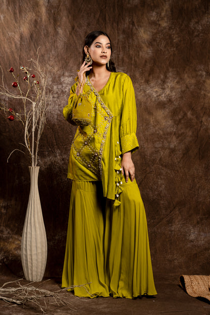 SHARARA SET WITH STYLISH SHORT KURTA