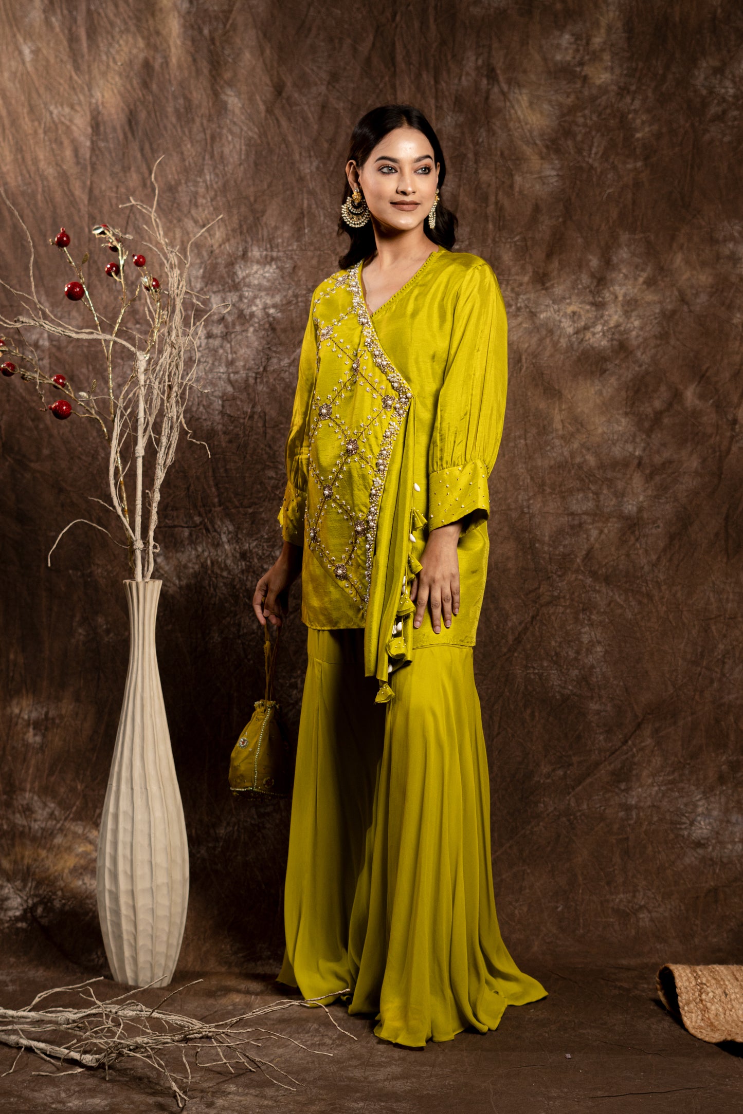 SHARARA SET WITH STYLISH SHORT KURTA