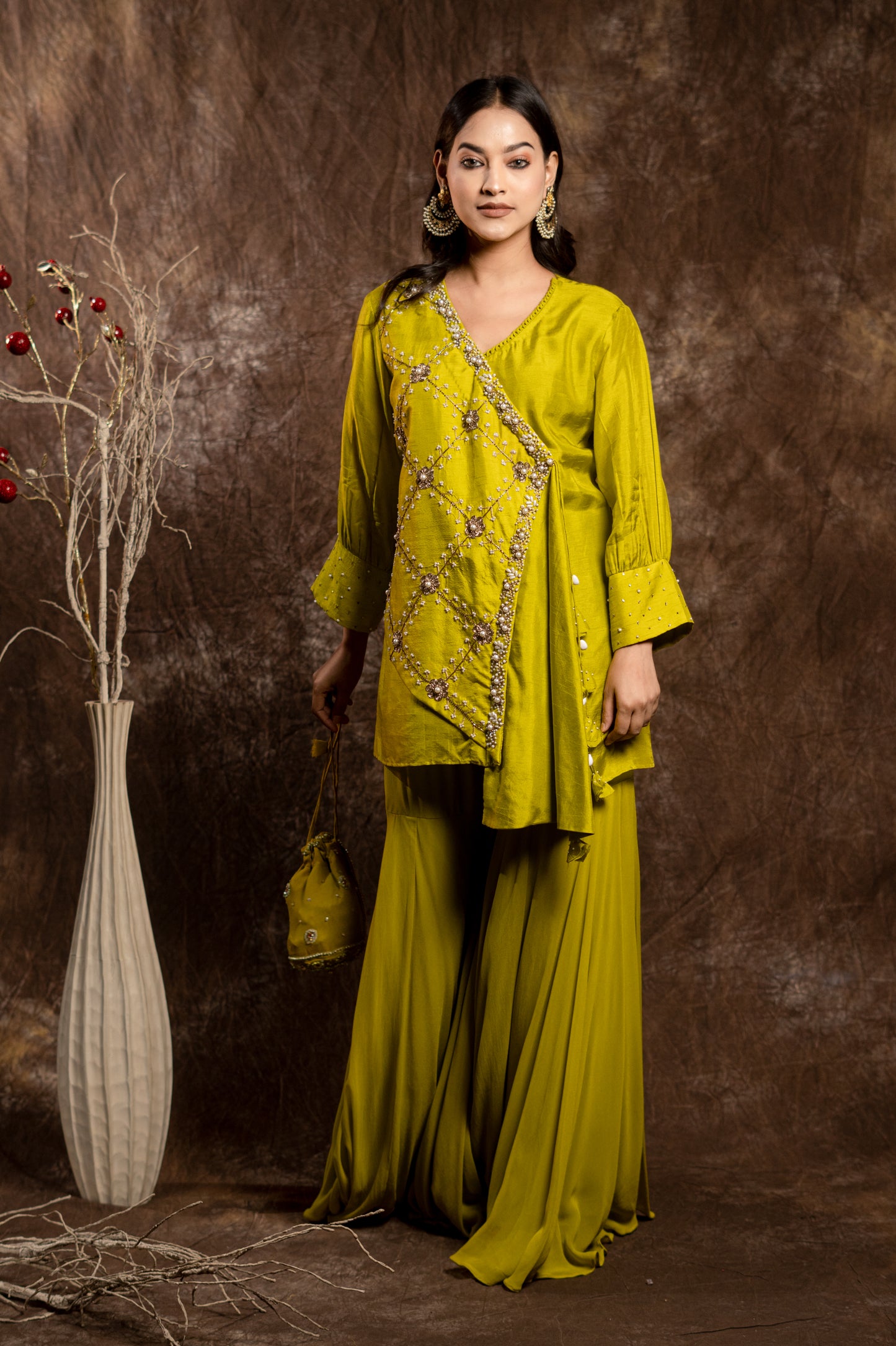 SHARARA SET WITH STYLISH SHORT KURTA