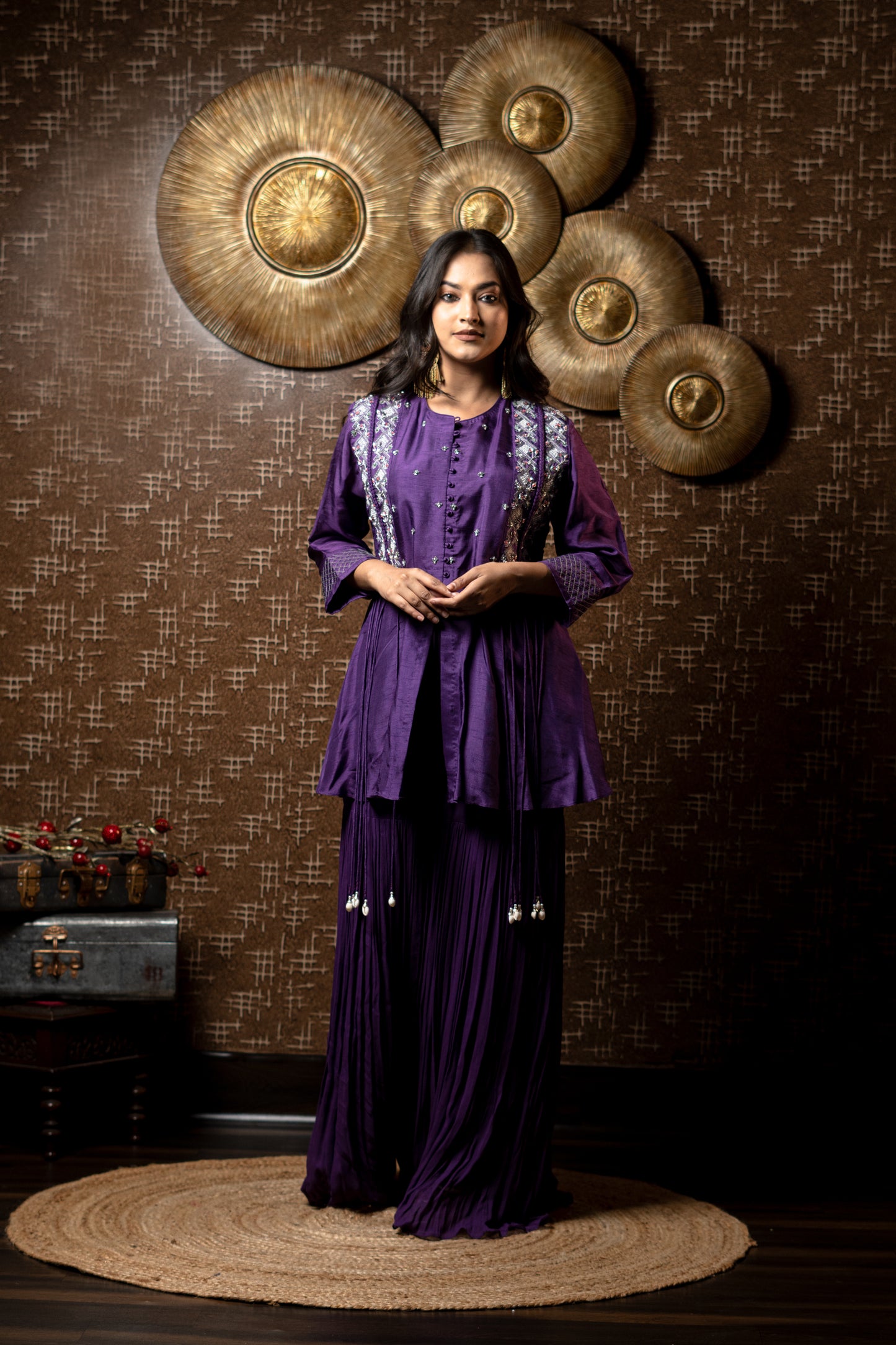 TASSELS SHORT KURTA WITH SHARARA PANTS