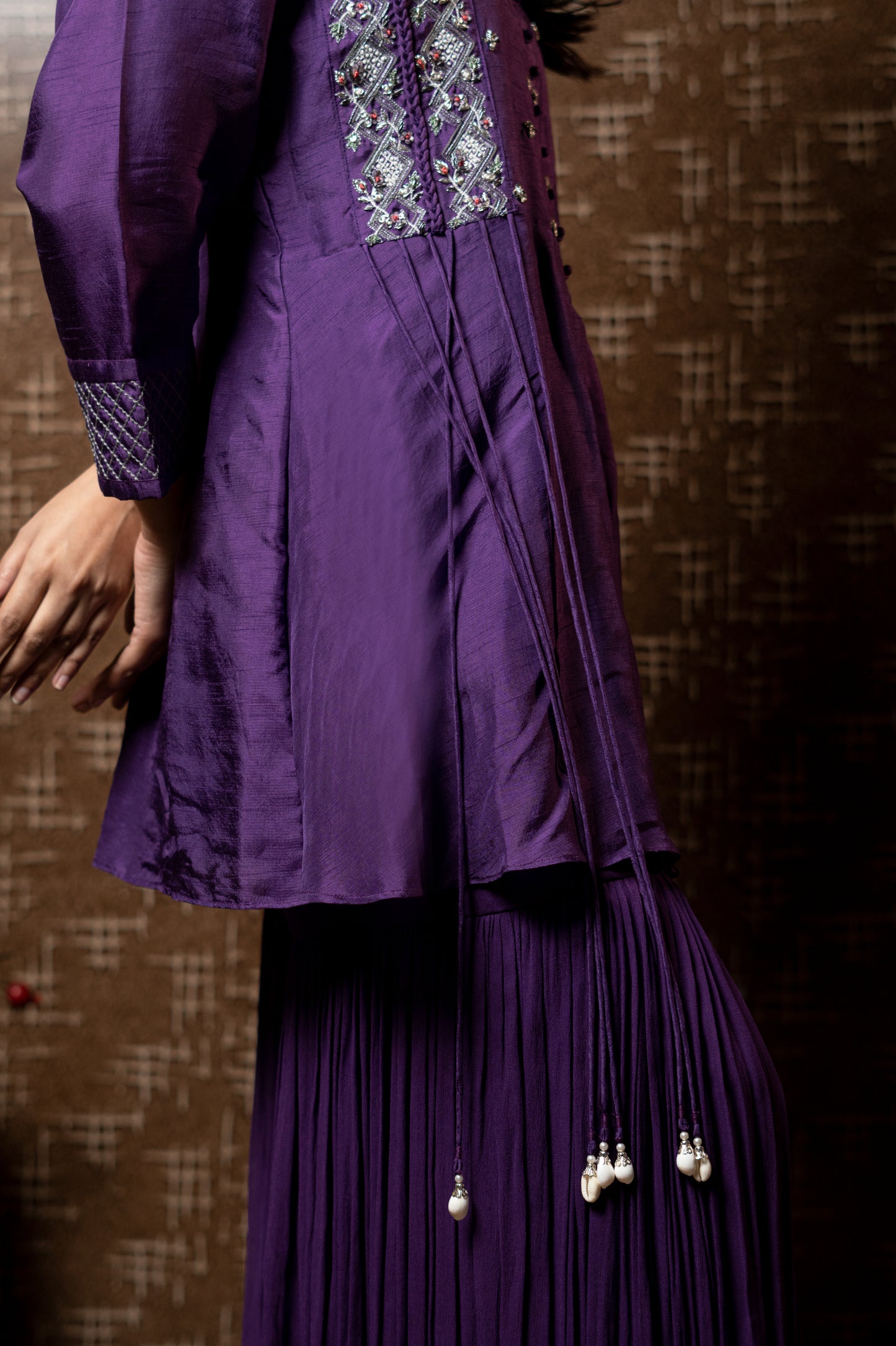 TASSELS SHORT KURTA WITH SHARARA PANTS