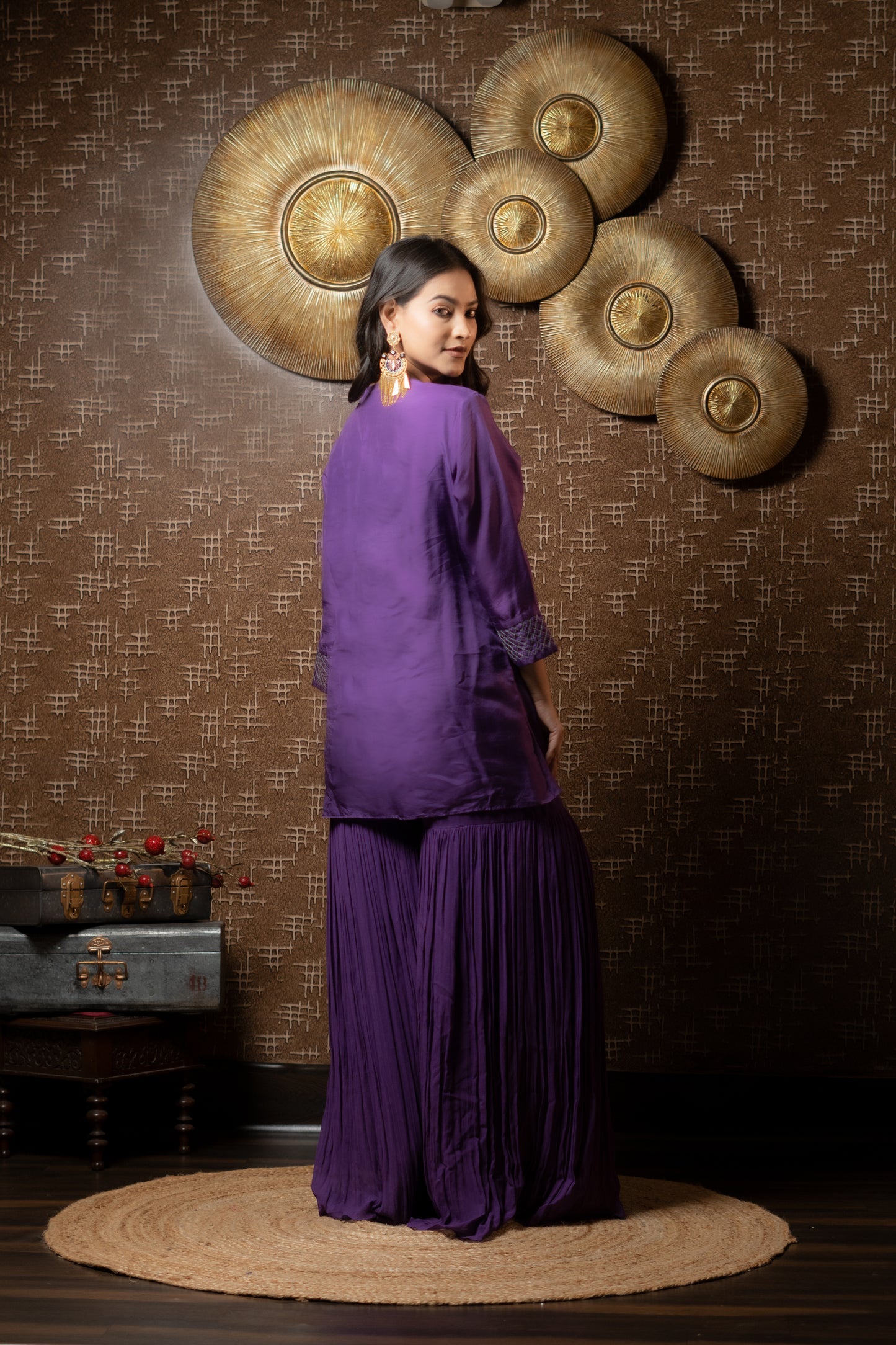 TASSELS SHORT KURTA WITH SHARARA PANTS