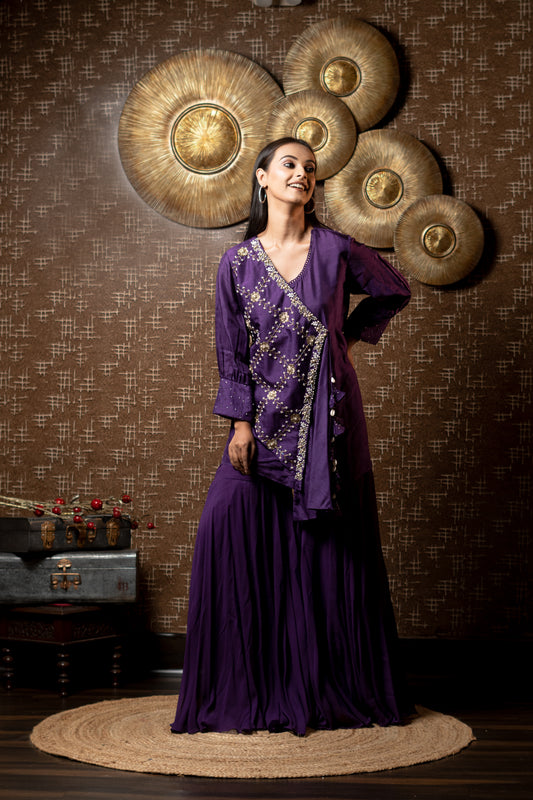 SHARARA SET WITH STYLISH SHORT KURTA