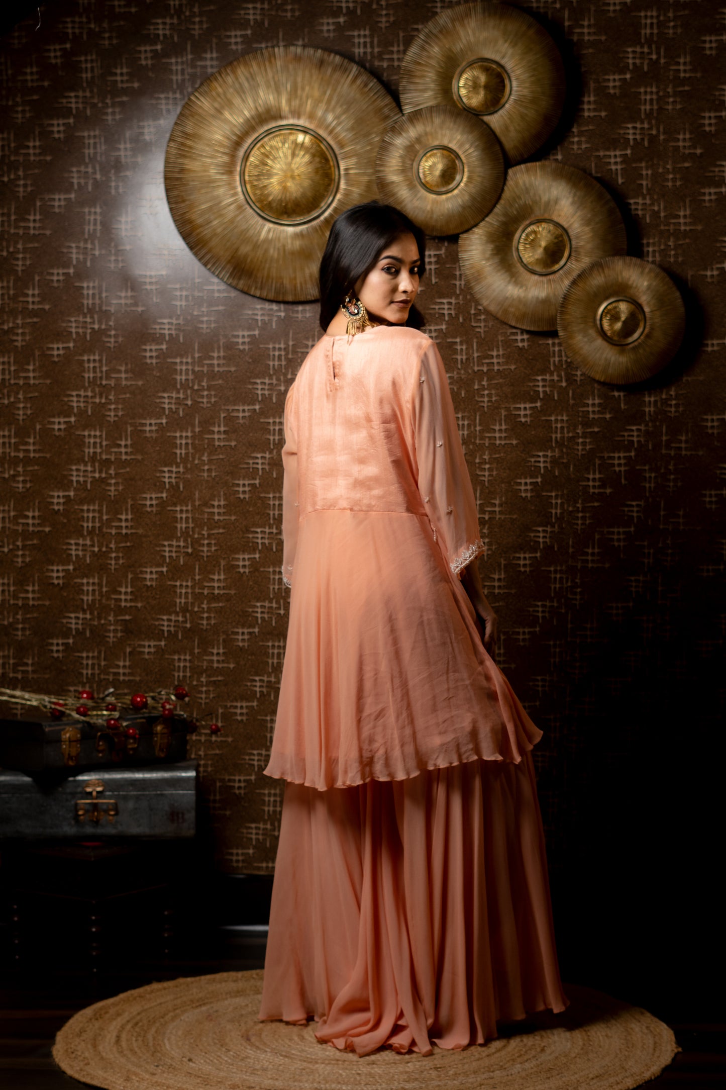 SHARARA SET WITH FLOWY PEPLUM KURTA