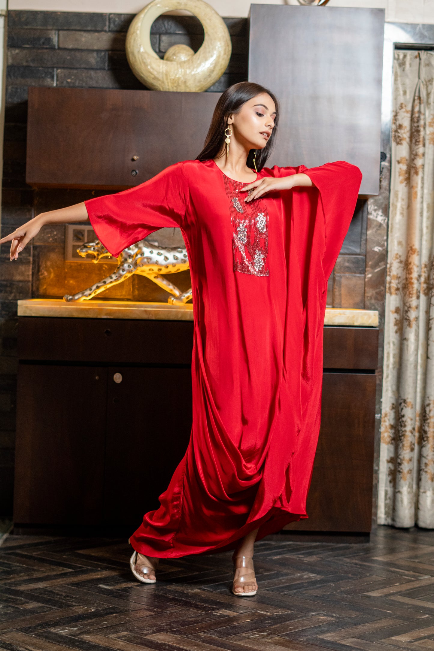 INDOWESTERN LONG DRAPED DRESS