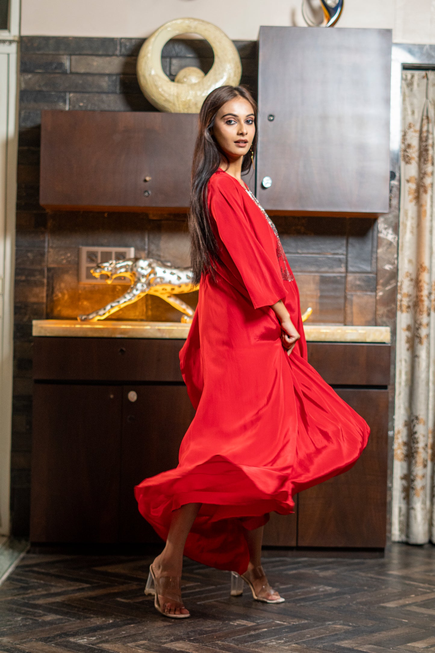 INDOWESTERN LONG DRAPED DRESS