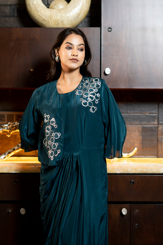 LONG STYLISH INDOWESTERN DRESS WITH FLAP